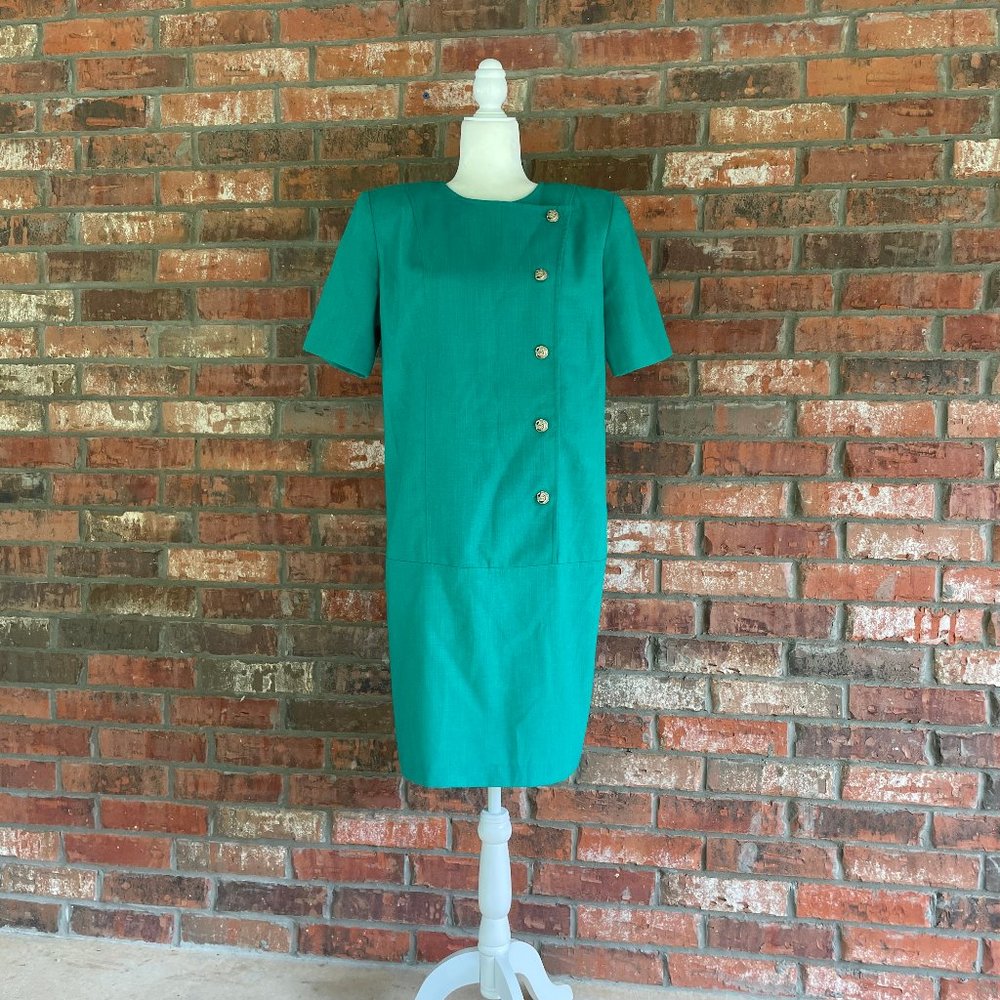 vintage 80s via sant andrea green shift dress 10 L